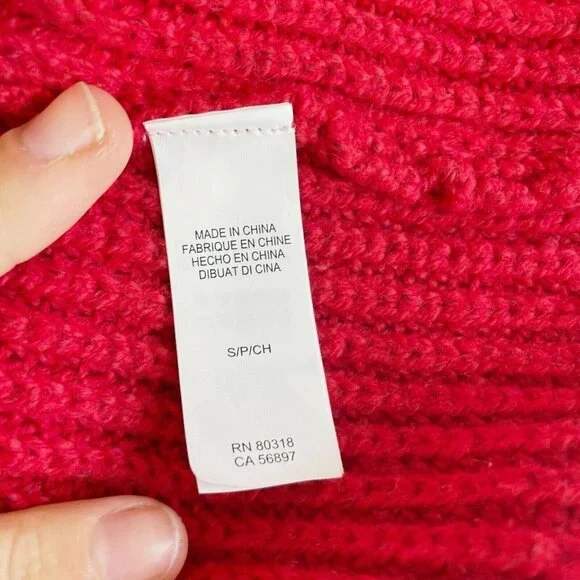 Lucky Brand Crew Neck Pointelle Ribbed Pullover Sweater Red Small NEW Womens - Picture 4 of 11